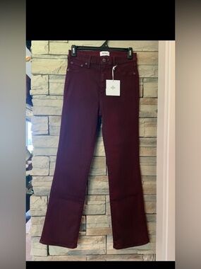 NWT Pistola Lennon High Rise Crop Boot Women's Jeans Merlot (Maroon) Sz 25